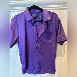 FLEX Adult Small Purple Luxury Dance Shirt Short Sleeves Designed in Ita…